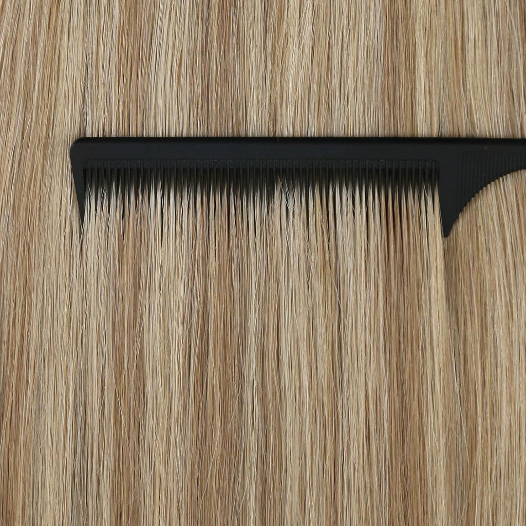 Ugeat Tape Extensions Echthaar Blond Haarverlängerung Echthaar Goldbraun mit Platinblond Invisible T