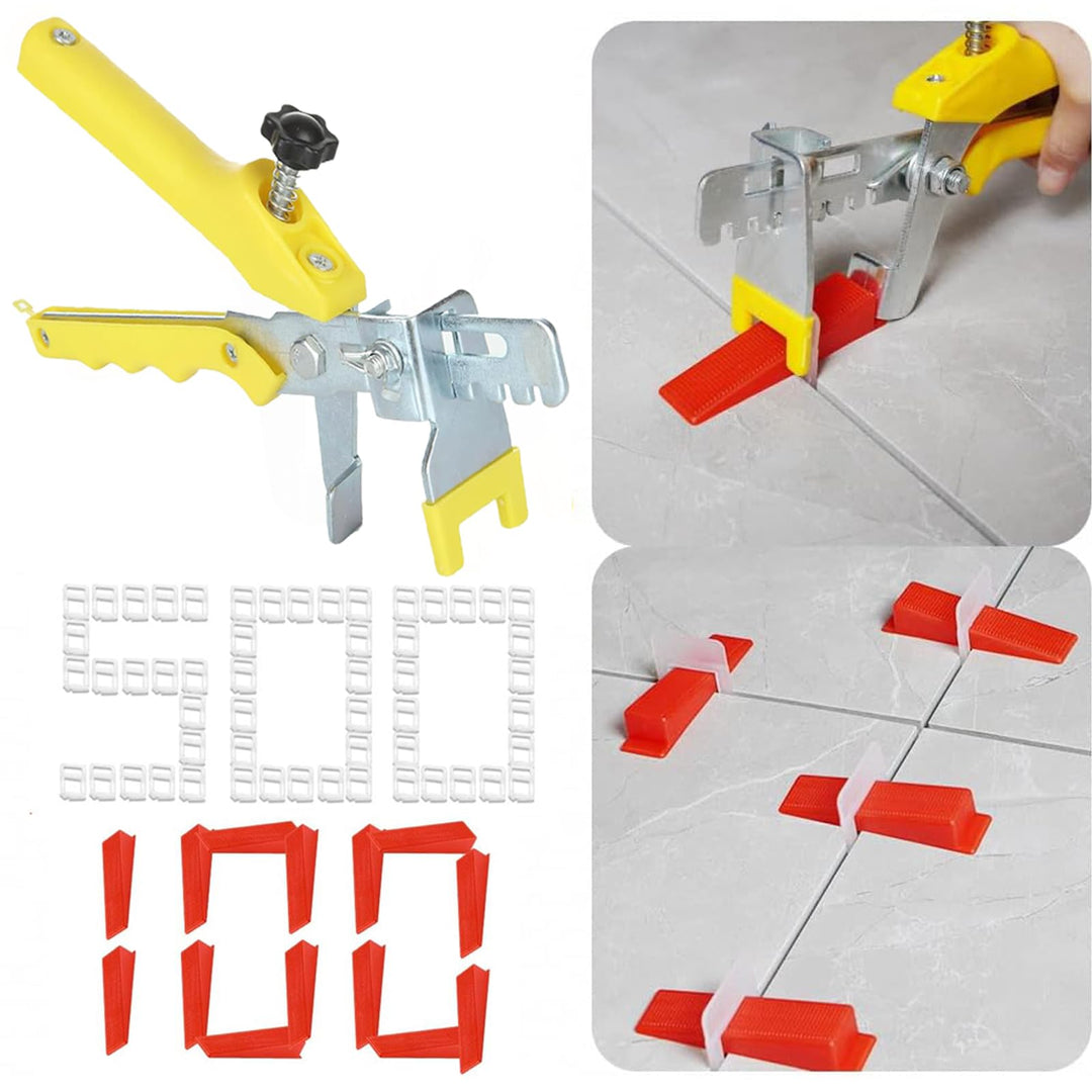 SENENQU 601 Stück Fliesen Nivelliersystem 3mm Fliesenkeile, 1 stk Fliesenverlegehilfe / 500 stk Zugl