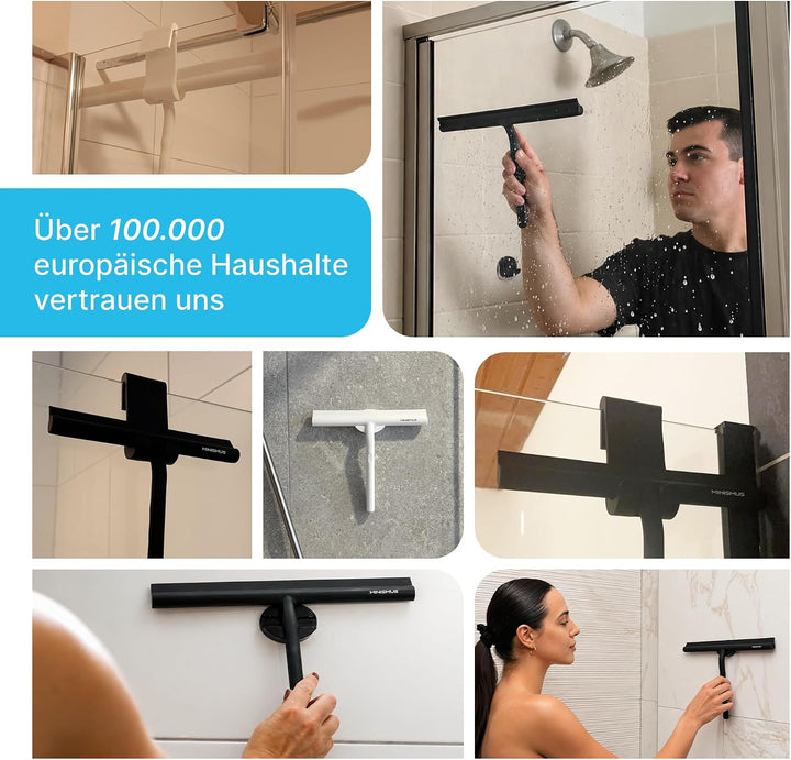 Minismus Silikon Duschabzieher für Glastüren und Fenster 33 cm – Fensterabzieher Badezimmer und Spie