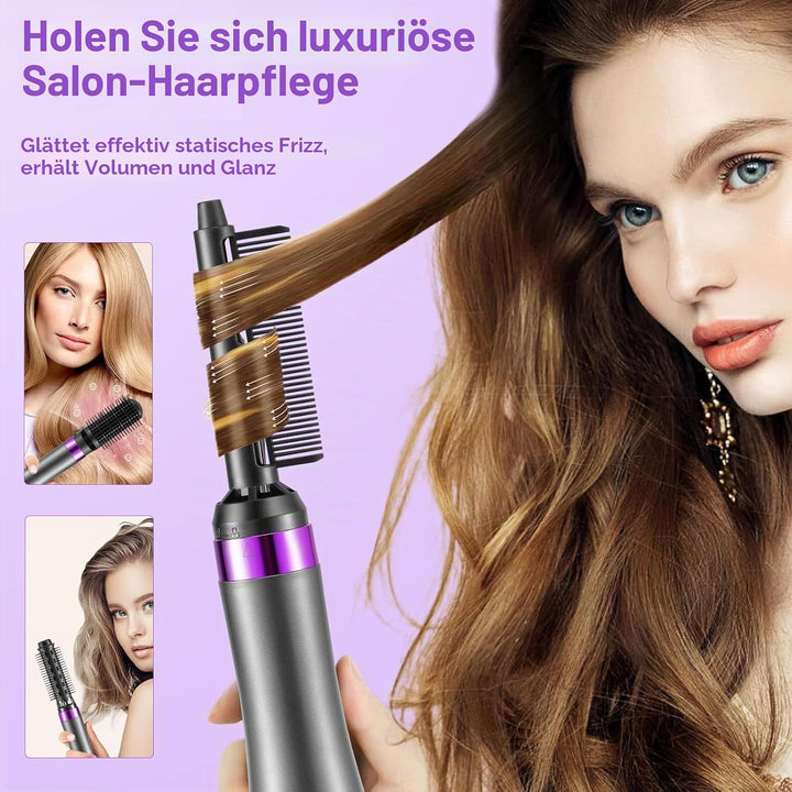 Air Styler 6-in-1-Haarstyler-Gebläsebürste, 1000 W tragbarer Haartrocknerkamm mit 6 Zubehörteilen, N