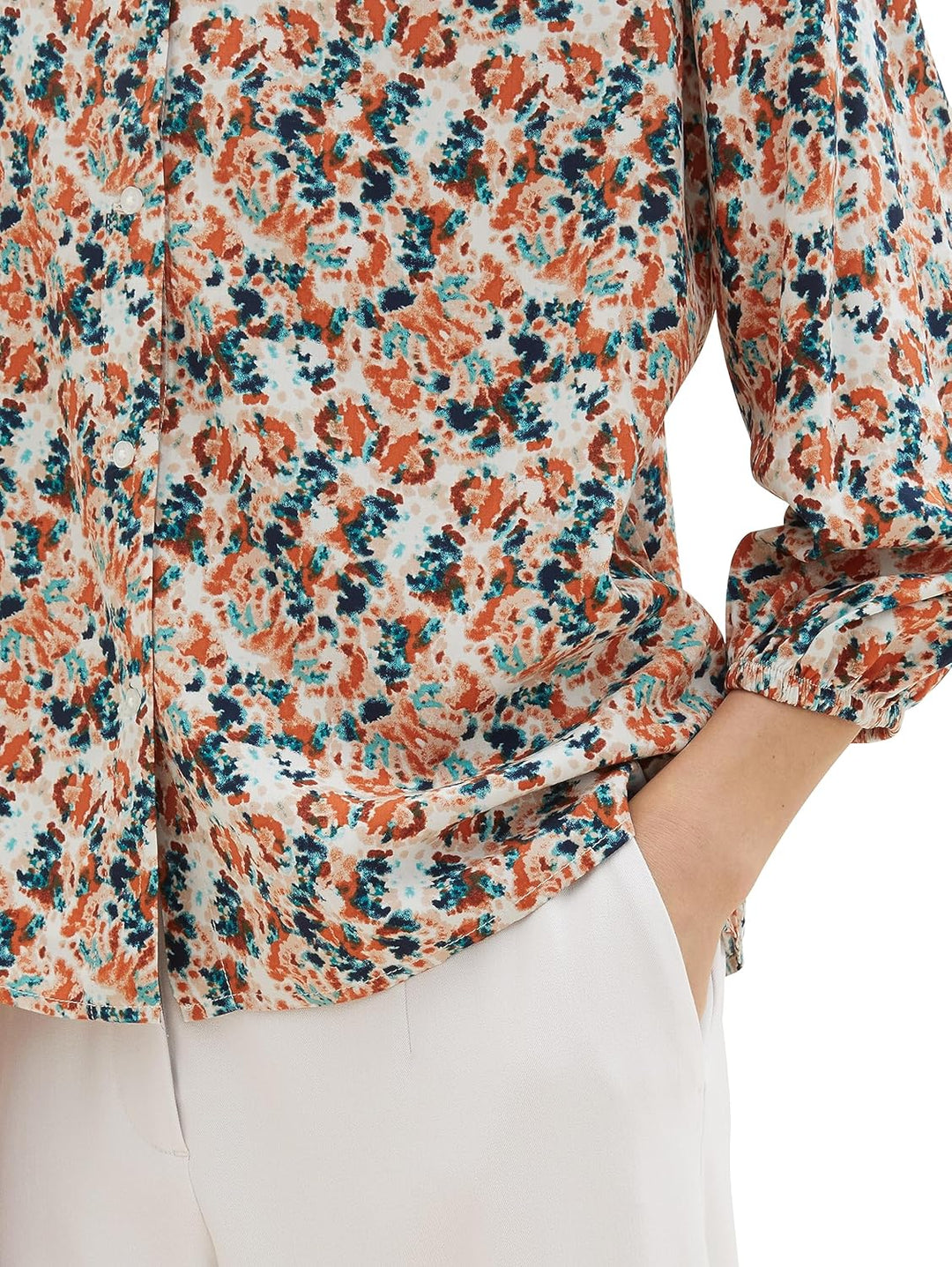TOM TAILOR Damen Bluse mit Muster 42 32369-small Grey Tie Dye Floral, 42 32369-small Grey Tie Dye Fl