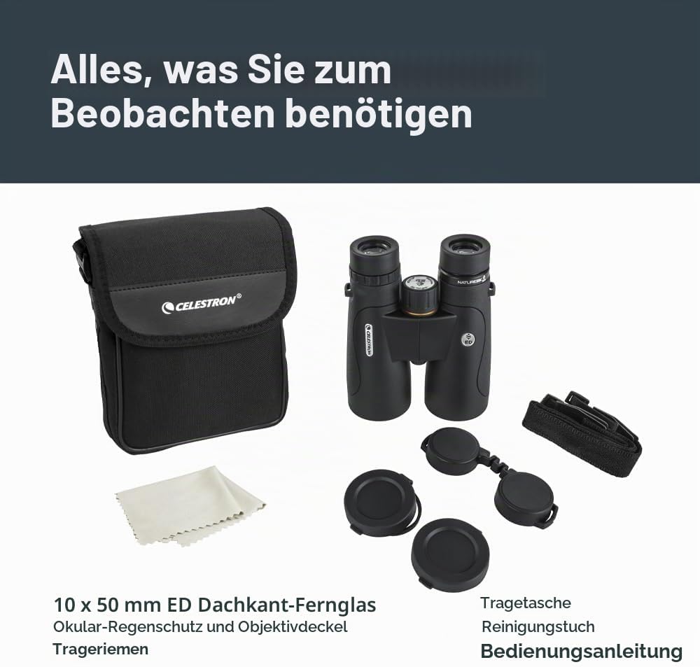 Celestron Nature DX ED 10x50 Binoculars - Premium Extra-Low Dispersion ED Glass Lenses, 10x50