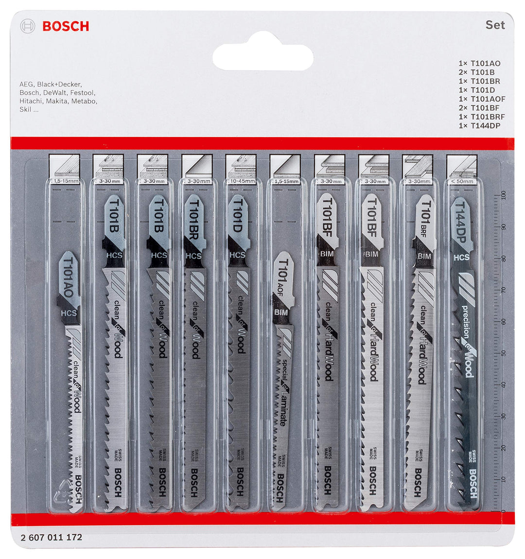 Bosch Professional 10tlg. Stichsägenblätter Set Clean (für Holz & Laminat, Zubehör für Stichsägen mi