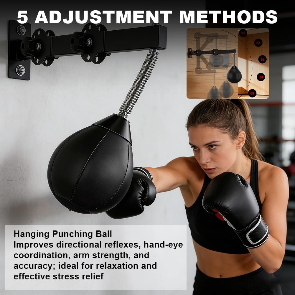 Boxsack Hängend, Punchingball Höhenverstellbar, Faltbar Boxball mit Aufhängung, Trainingsgerät für R