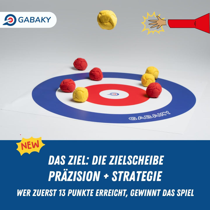 GABAKY Originelles Boccia-Spiel, Mix aus Puck und Curling, Ziel mit 8 weichen Kugeln, für jedes Terr