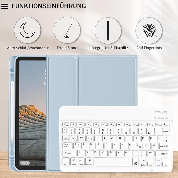 Hülle mit Tastatur für iPad Air 11 Zoll M4/M3/M2 (2026/2025/2024), iPad Air 5/4 Generation (2022/202