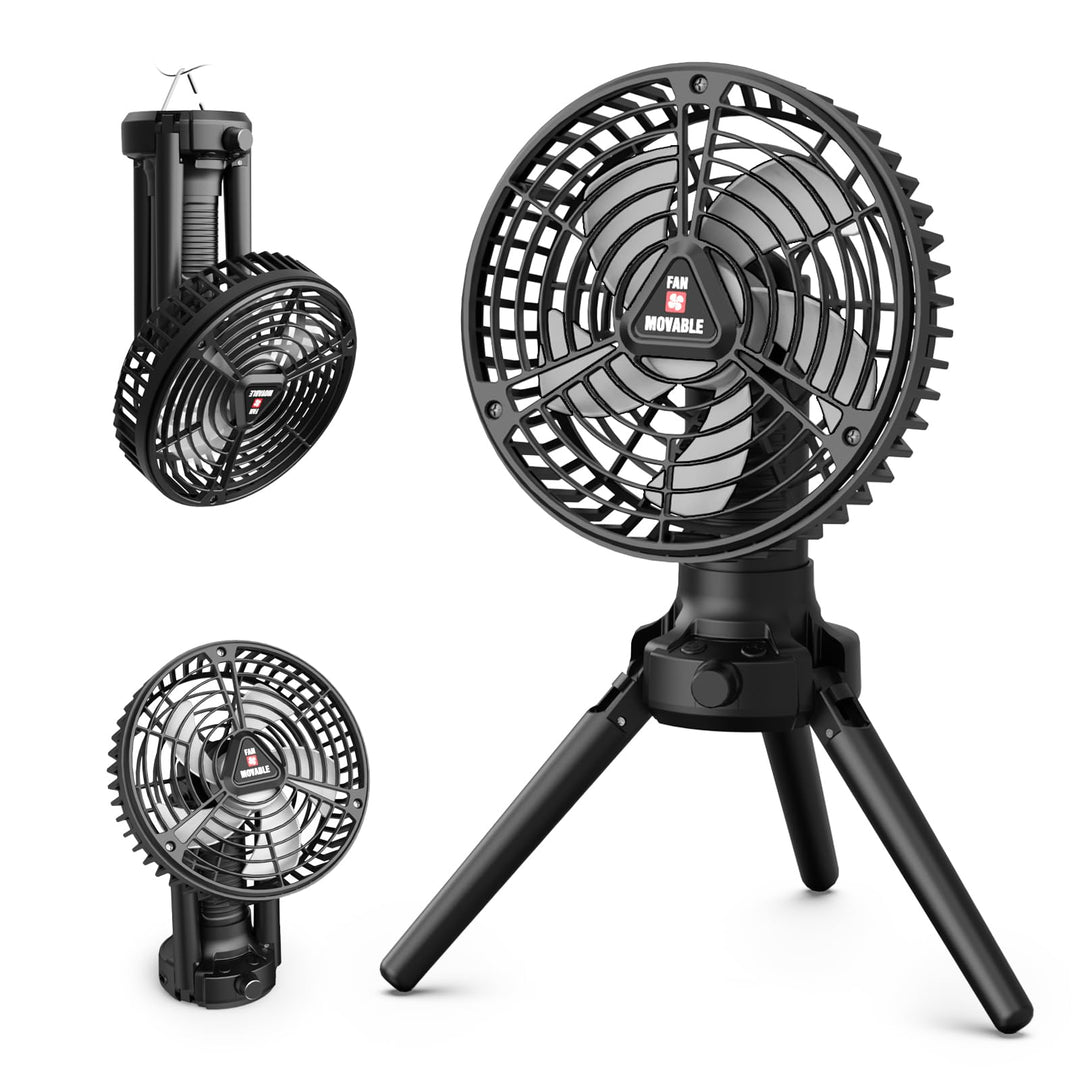 Camping Ventilator Akku, Ventilator Leise USB Aufladbar, Stufenlose Drehzahlregelung, Tischventilato