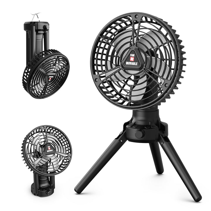 Camping Ventilator Akku, Ventilator Leise USB Aufladbar, Stufenlose Drehzahlregelung, Tischventilato