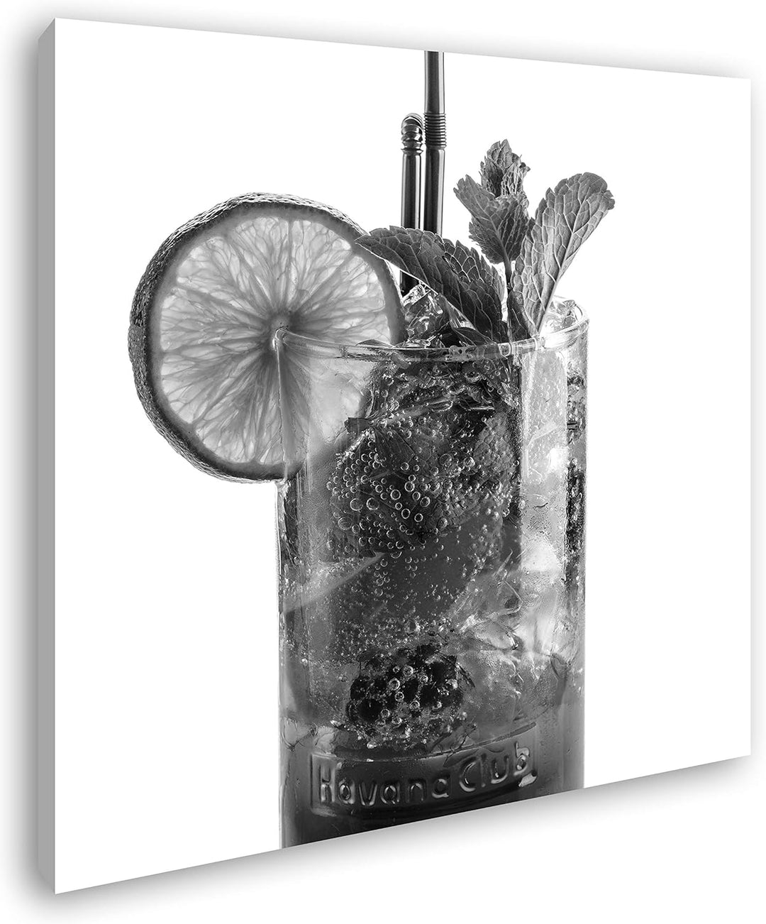 deyoli Cocktail Mojito Format: 70x70 Effekt: Schwarz&Weiss als Leinwandbild, Motiv fertig gerahmt au