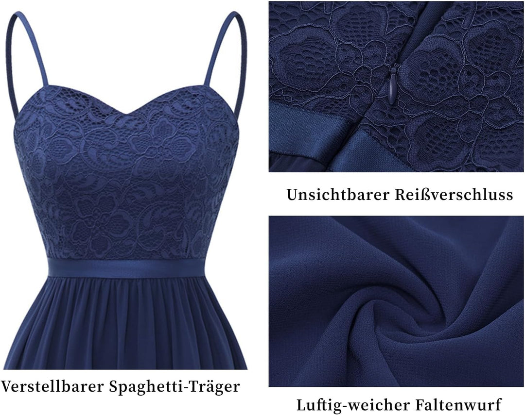 DRESSTELLS Damen Festliche Kleider für Hochzeit Chiffon Maxi Brautjungfernkleider Bodenlang Kleider