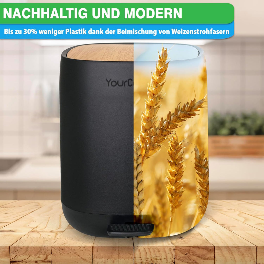 YourCasa Mülleimer Bad [5L] - 30% weniger Plastik - Badeimer - Kosmetikeimer Badezimmer Klein - Badm