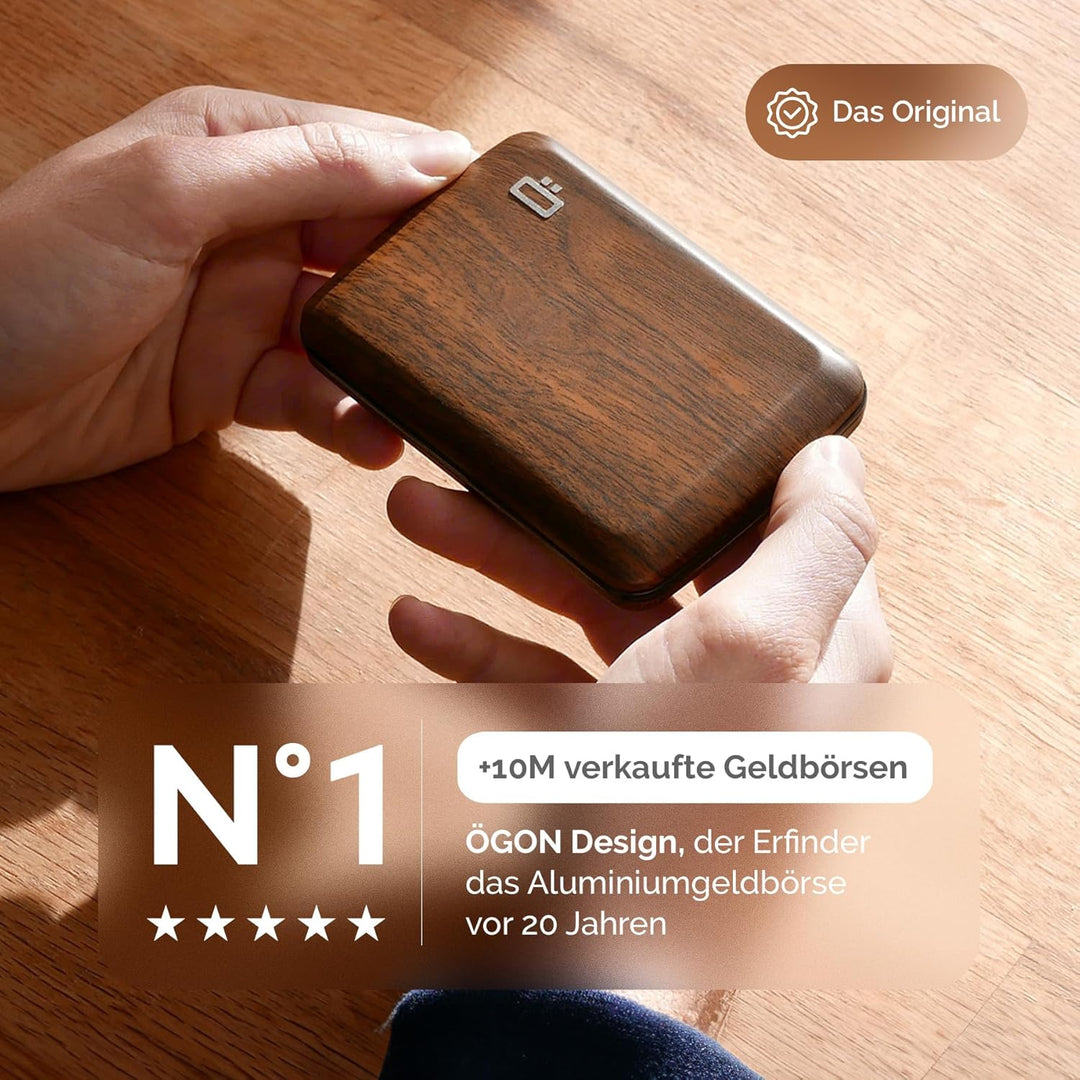 OGON Aluminium Geldbörse Smart Case V2 - Einfache Lagerung - Metallverschluss - Kartenetui mit RFID-
