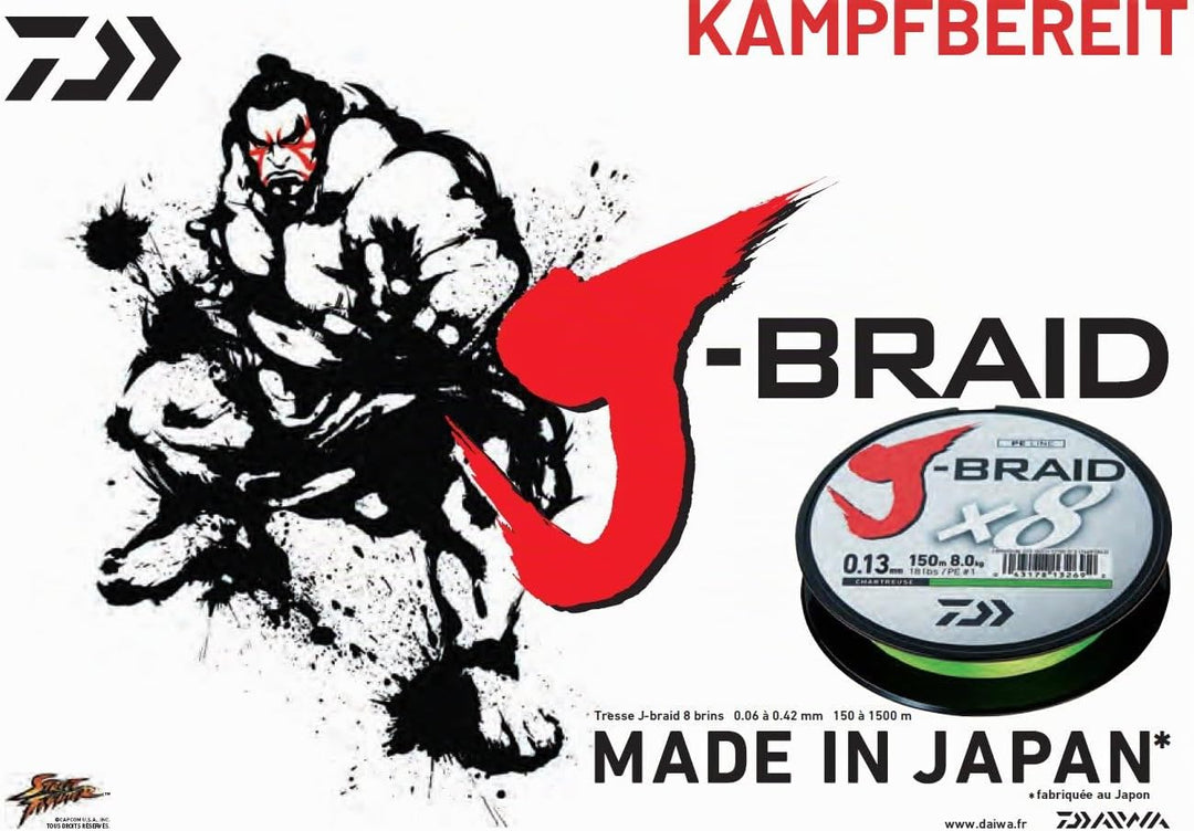 Daiwa J-Braid X8, 1500m multi colour - geflochtene Angelschnur 0.240 mm, 0.240 mm