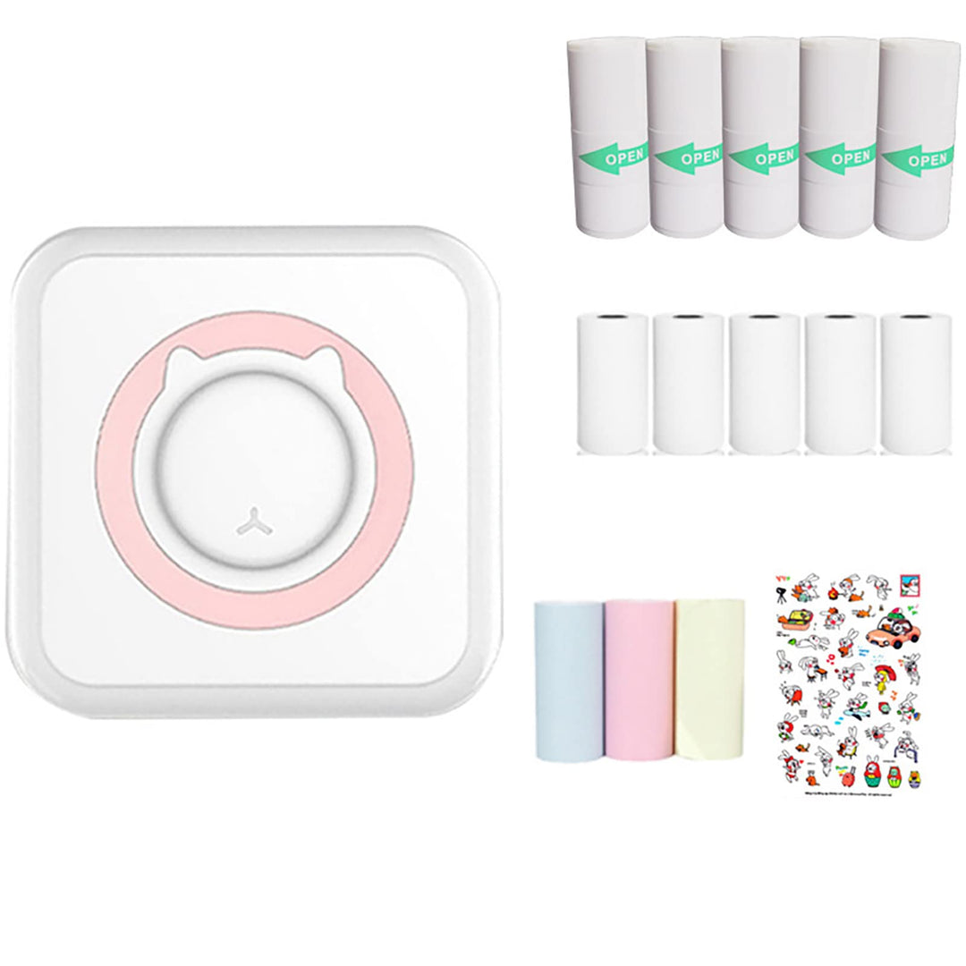 WANGCL Mini-Drucker, tragbarer Taschendrucker, tintenloser Fotodrucker mit 13 Rollen, Druckerpapier