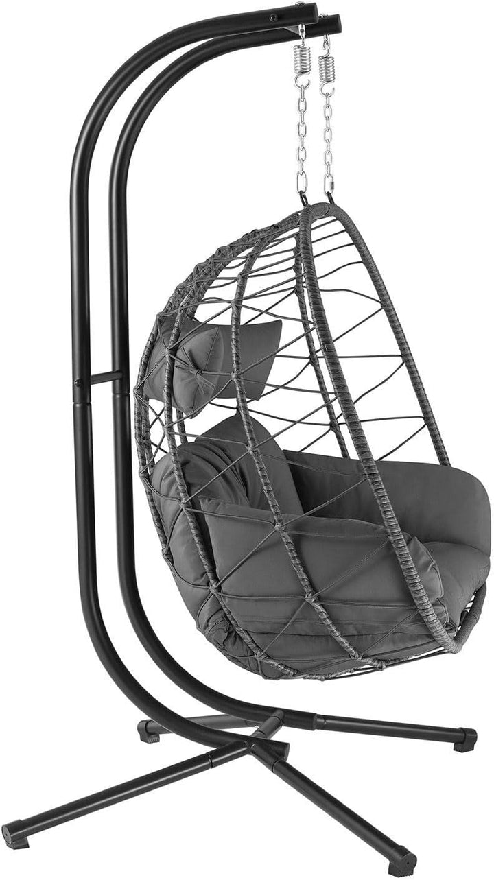 Juskys Doppelhängesessel Aria - Polyrattan Hängesessel mit Gestell & Kissen - Schaukel für Zwei Pers