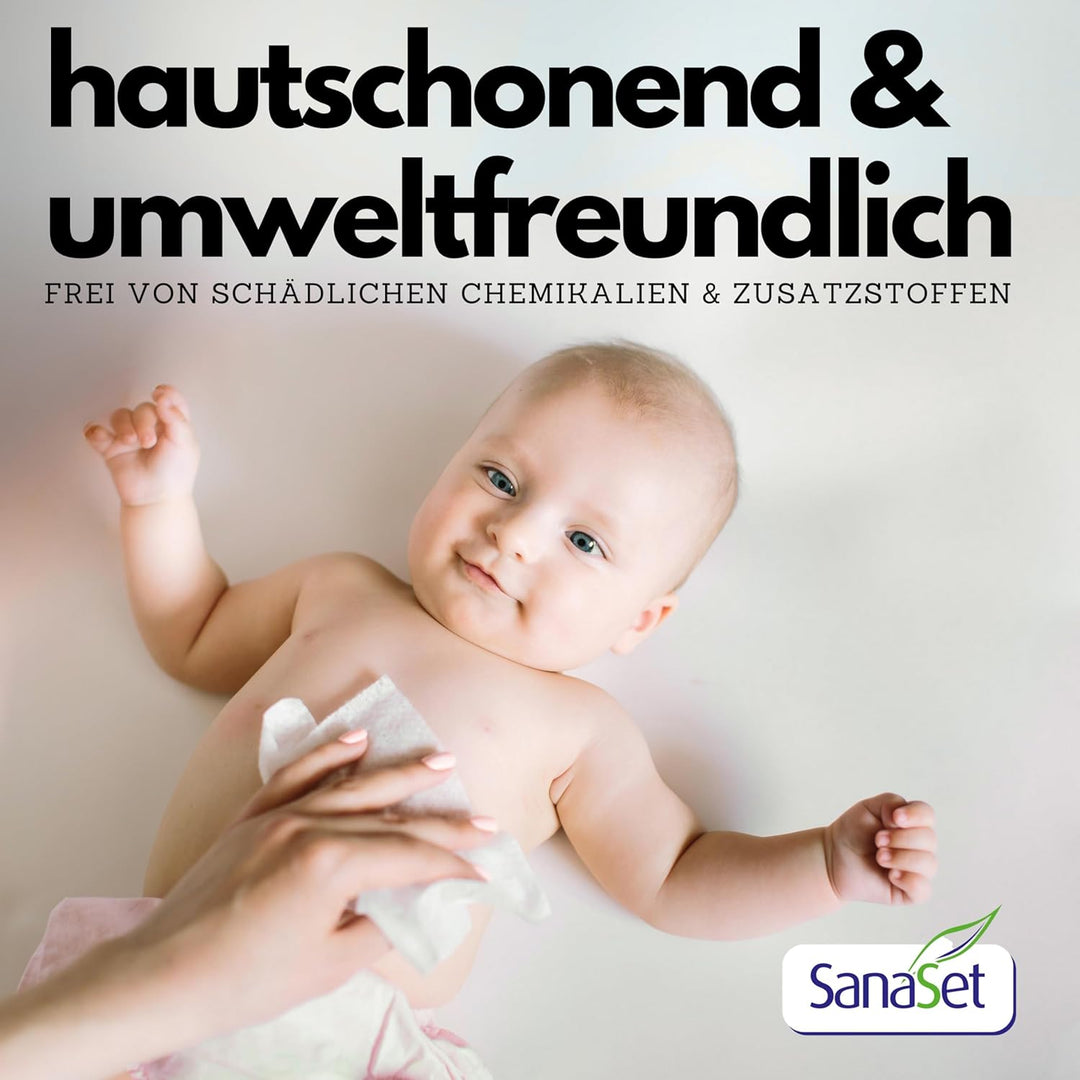SanaSet Baby Feuchttücher - sanftes Toilettenpapier/Spucktücher mit Aloe Vera, Kamille & Olivenöl fü