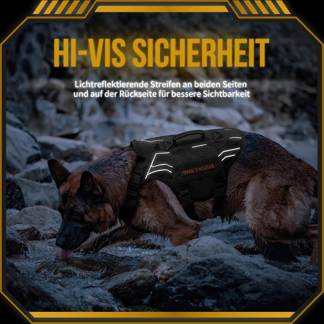 OneTigris Hundegeschirr, AIRE Armor Mesh Einstellbar Sicherheitsgeschirr mit 2 Griffe und 3 D-Ringen