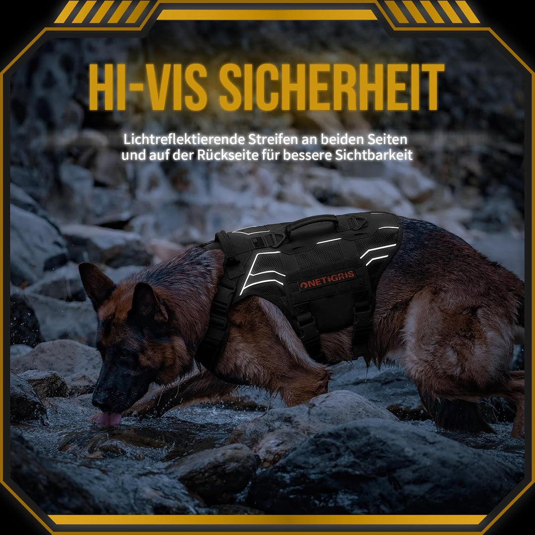 OneTigris Hundegeschirr, AIRE ARMOR Mesh Einstellbar Sicherheitsgeschirr mit 2 Griffe und 3 D-Ringen