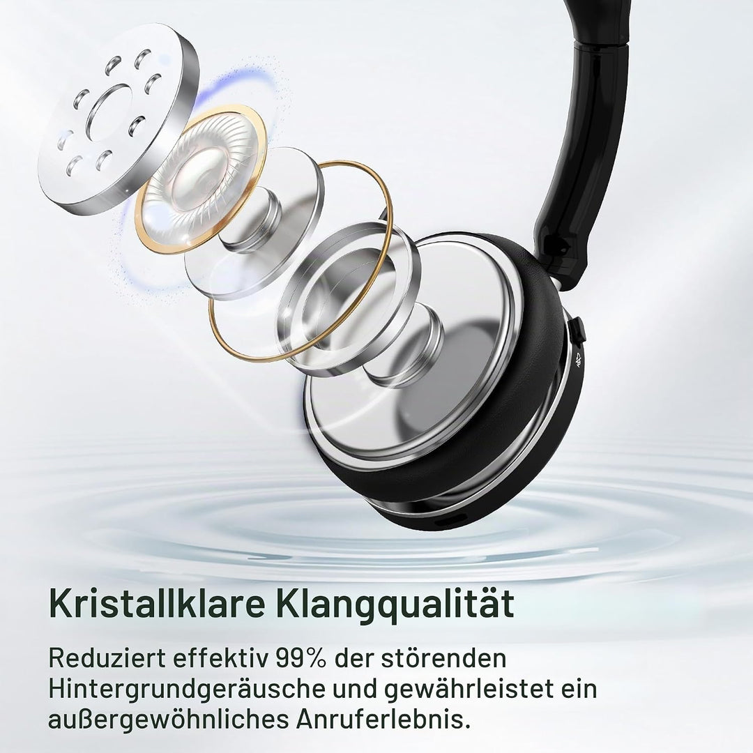 Wantek Kabelloses Headset, Bluetooth Kopfhörer mit Mikrofon Rauschunterdrückung &amp; USB-Dongle, Kabell