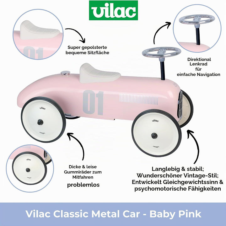 Vilac - Voiture Vintage Rose Tendre Flugzeuge, Rosa (1127) Rosa (Rose Tendre), Rosa (Rose Tendre)