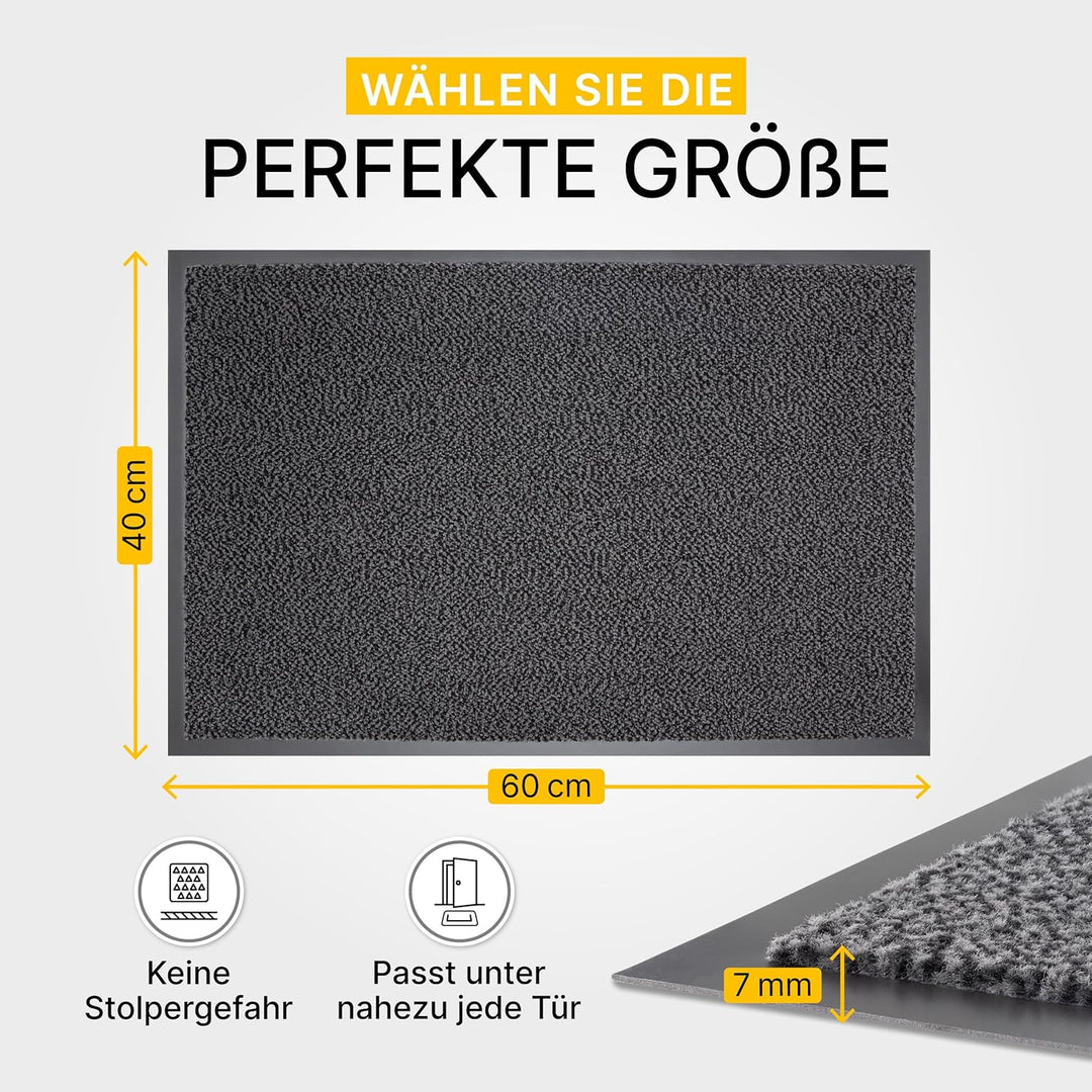 Entrando Fussmatte für aussen und innen - für Haustür, Flur, Büro - robust, rutschfest, waschbar, sa