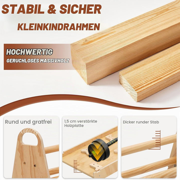 6in1 Montessori Klettergerüst, Klettern Kinder Indoor mit Kletterbogen, Rutsche und Mini Kinder Malt