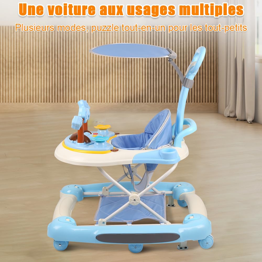 Baby Lauflernhilfe, Baby Walker Höhenverstellbar, Überrollsicherer Lauflernwagen mit Leisen 360°-Lau