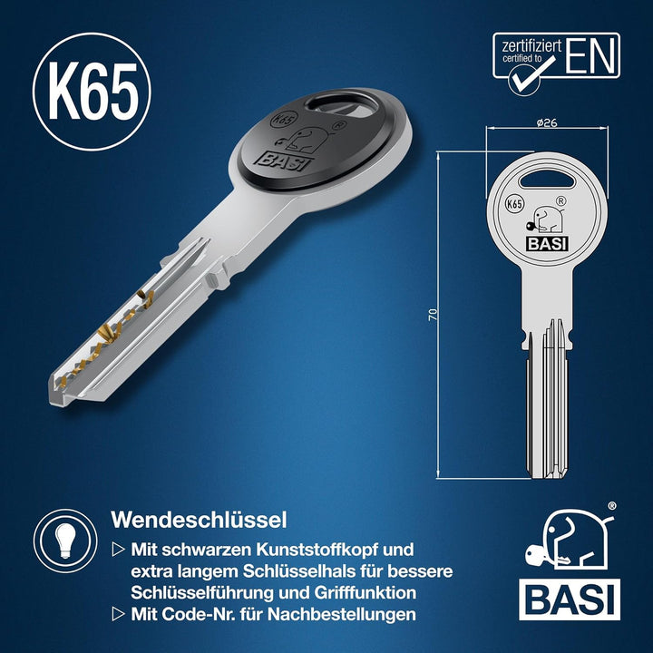 BASI | K65 Profilzylinder System | Konfigurator für Schliesszylinder | nach Wunsch frei kombinierbar