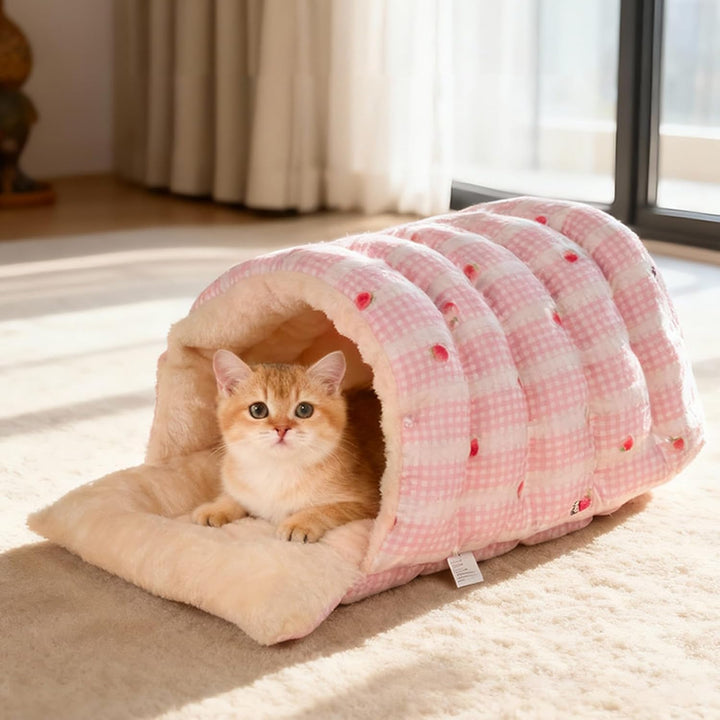 Katzenhöhle | Abnehmbar Und Waschbar Winter Schlafsack - Halb Umschlossenes Katzenbett | Für Indoor