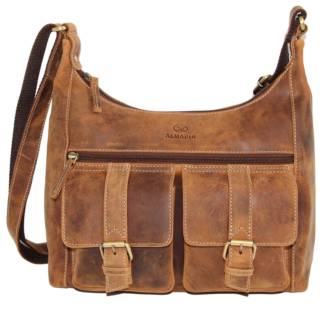 ALMADIH Premium Leder Damentasche Umhängetasche LARA - Ledertasche Handtasche Schultertasche Henkelt