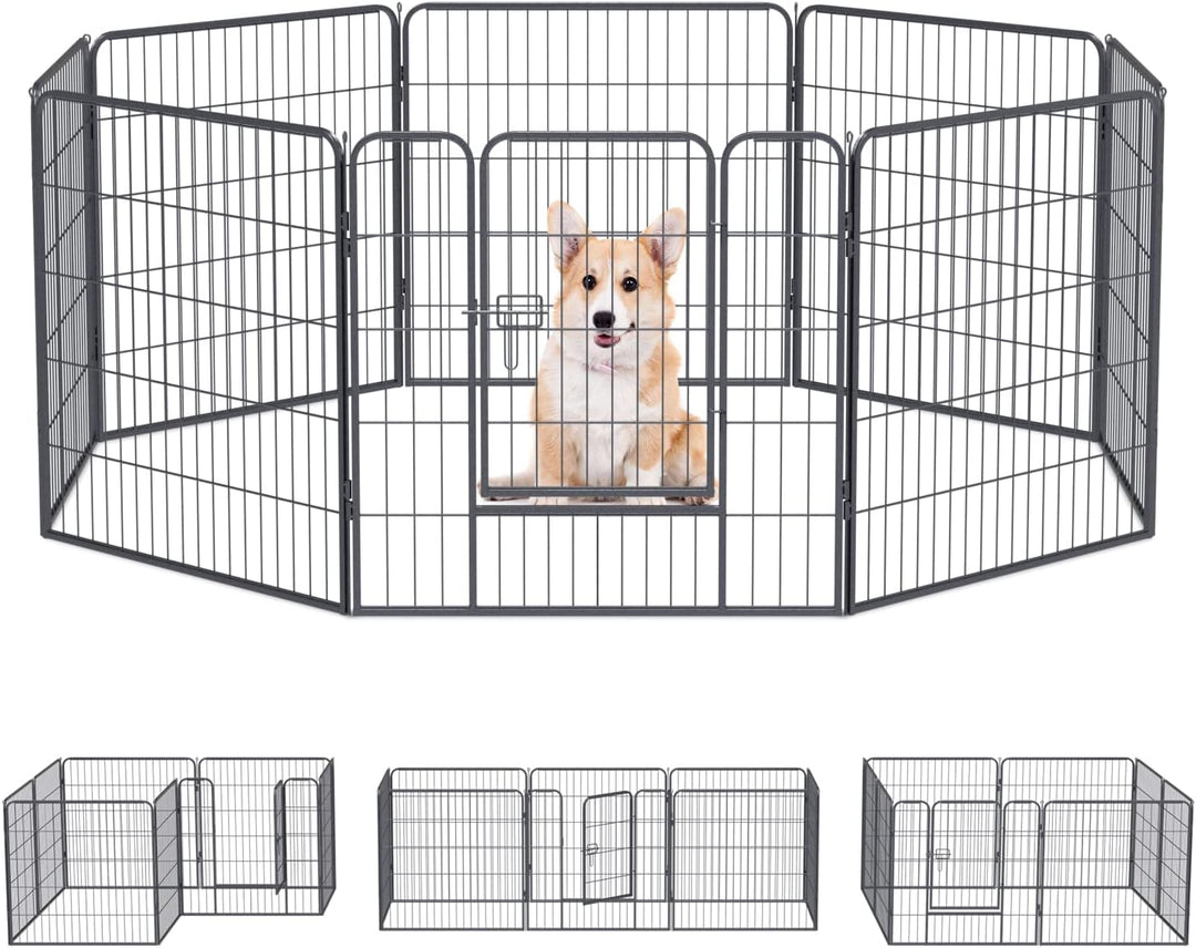 Qianruida Welpenauslauf 80cm Hoch Hundelaufstall Welpenlaufstall für Wohnung/Draussen Freilaufgehege