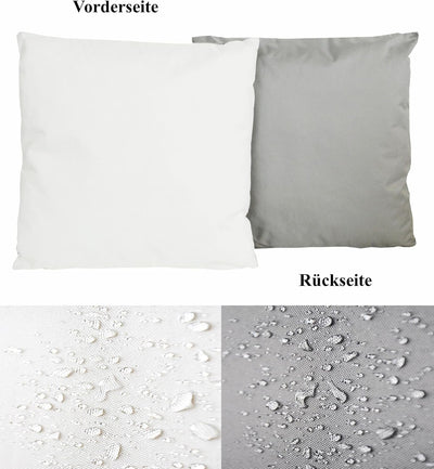 JACK 4X 2-farbiges Wende Outdoor Lounge Kissen 45x45cm Dekokissen inkl. Füllung Wasserfest Sitzkisse