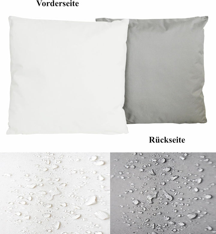 JACK 4X 2-farbiges Wende Outdoor Lounge Kissen 45x45cm Dekokissen inkl. Füllung Wasserfest Sitzkisse