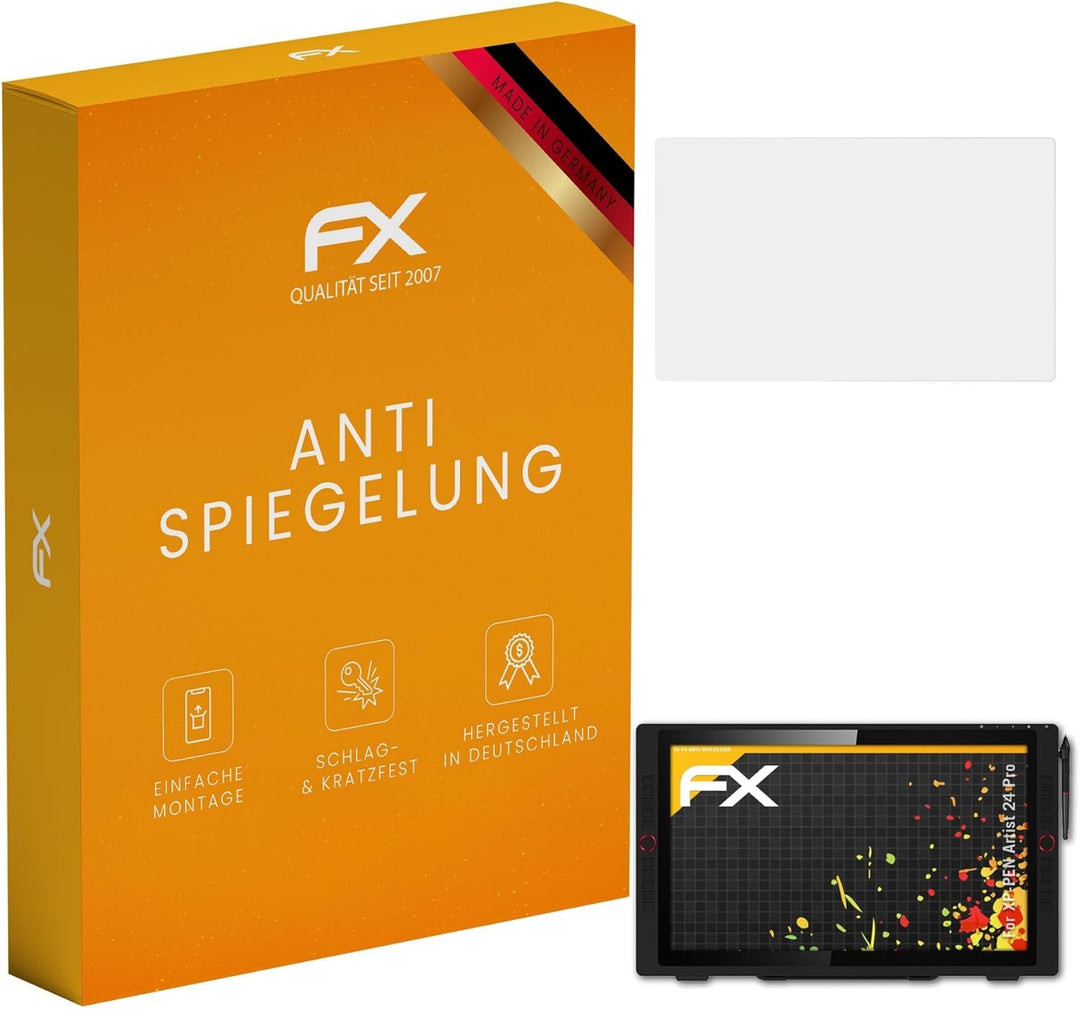 atFoliX Panzerfolie kompatibel mit XP-PEN Artist 24 Pro Schutzfolie, entspiegelnde und stossdämpfend