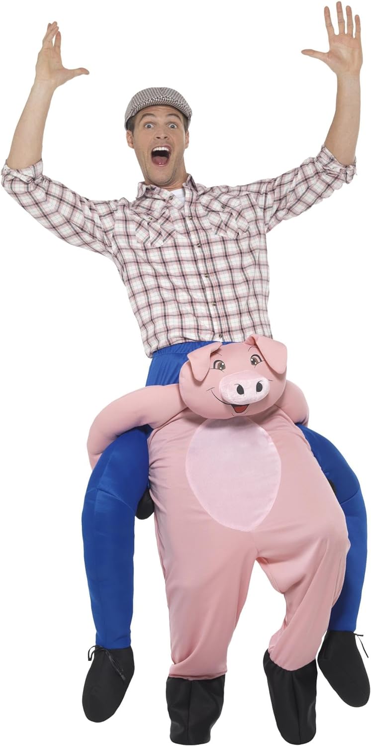 Piggyback Pig Costume, Pink, One Piece Suit with Mock Legs