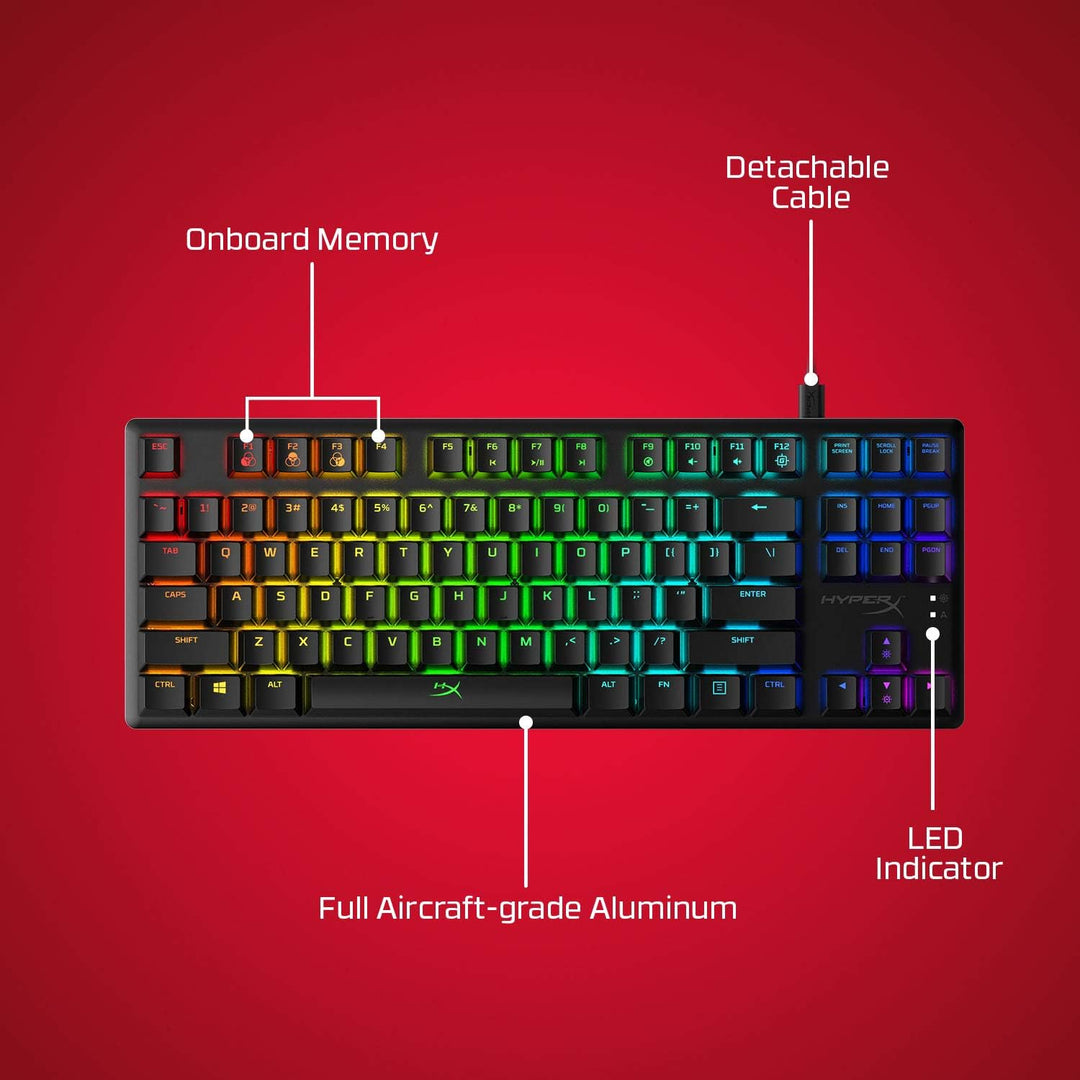 HyperX HX-KB7AQX-US Alloy Origins Core, RGB Mechanische Gaming Tastatur, Tenkeyless & Pudding Keycap
