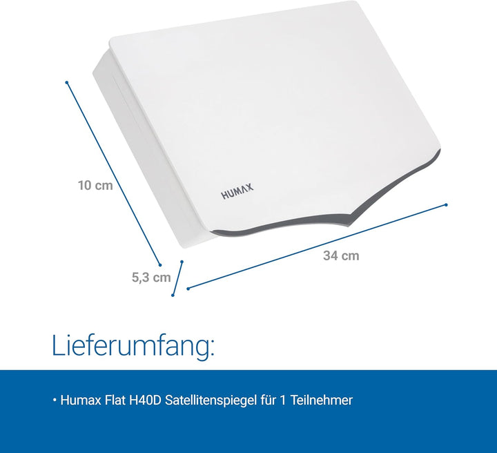 Humax Digital Digital H40D Flat Spiegel SAT Flachantenne für 1x Teilnehmer weiss mit Single LNB Sing