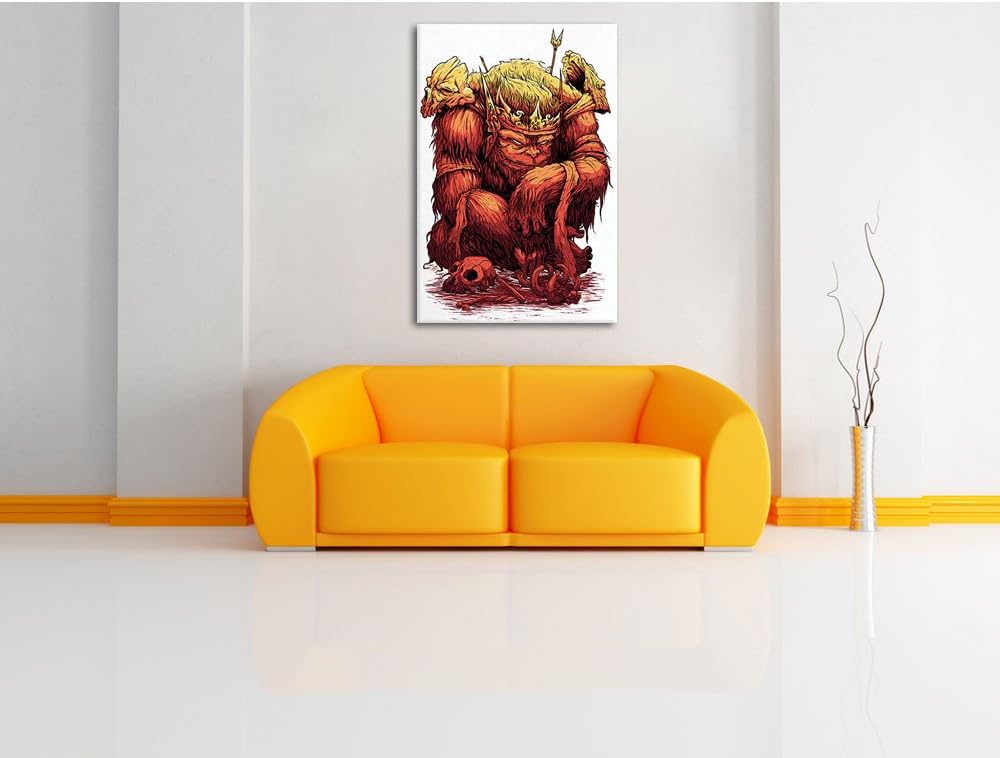 King-Ape white Bild auf Leinwand, XXL riesige Bilder fertig gerahmt mit Keilrahmen, Kunstdruck auf W