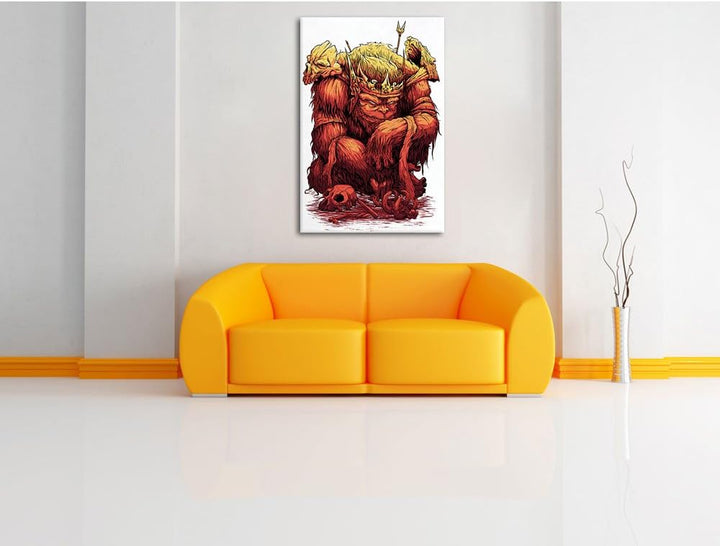 King-Ape white Bild auf Leinwand, XXL riesige Bilder fertig gerahmt mit Keilrahmen, Kunstdruck auf W