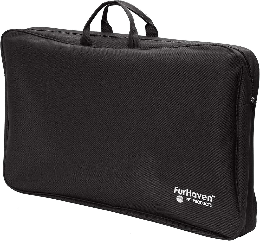 Furhaven Deluxe Multi-Panel Hard Bottom Platform Bridge Backseat Protector w/Travel Bag - Black, One