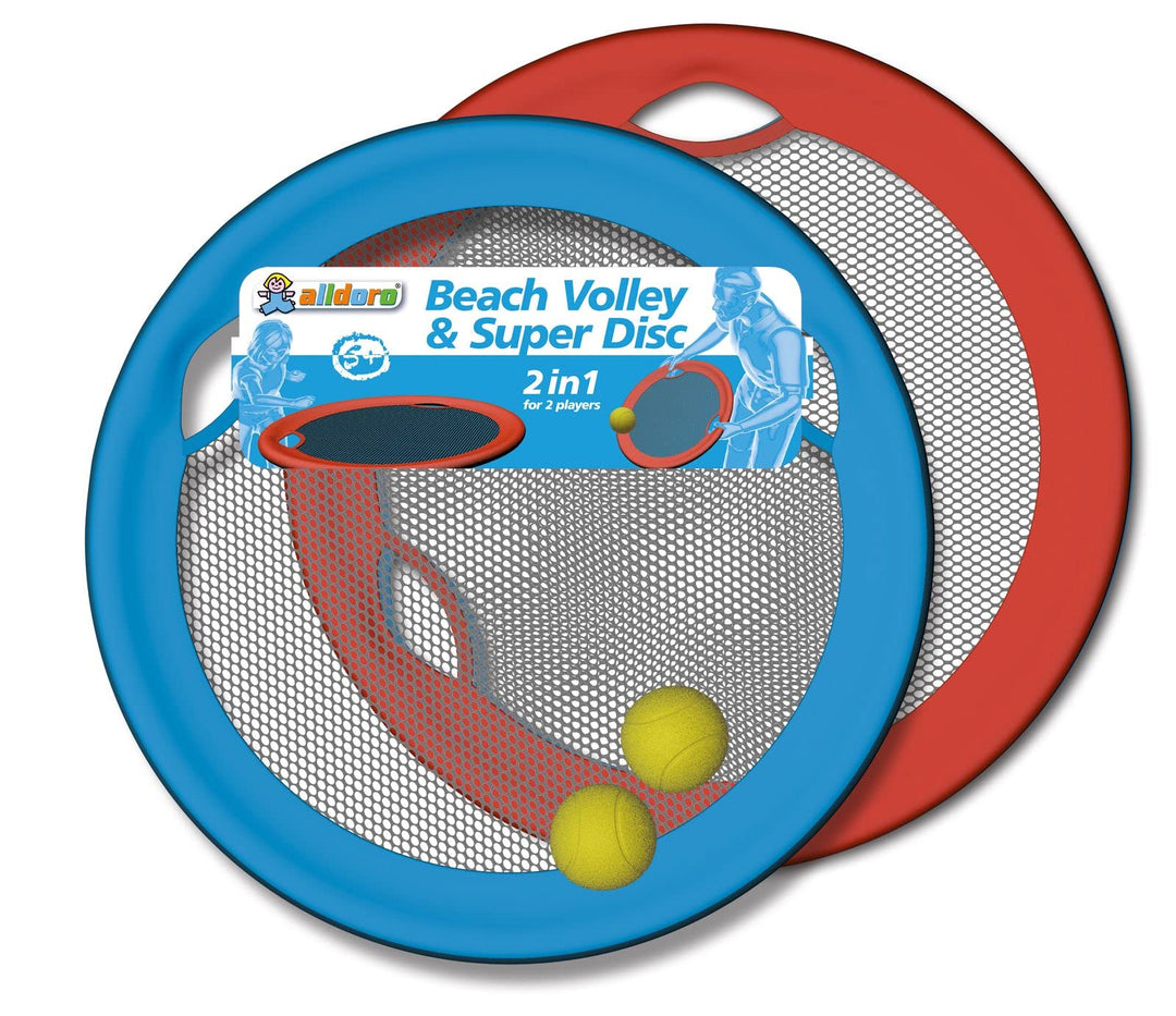 alldoro 60040 Beach Volley & Super Disc, 4 tlg. Set, Strand-Volleyball Wurfscheiben, Ø 50 cm, bunt f