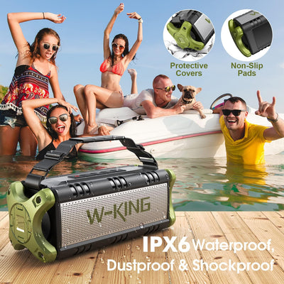 W-KING 50W(70W Gipfel) Bluetooth Lautsprecher IPX6 Wasserdicht, 24 Stunden Laufzeit, 8000mAh Power B