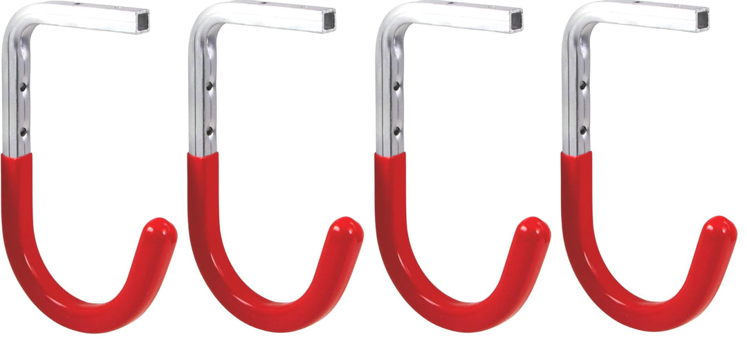 Gedotec Wandhalterung - Decken-Wandhaken zum Schrauben Aluminium - rot gummiert | 4 Stück Deckenhake