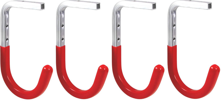 Gedotec Wandhalterung - Decken-Wandhaken zum Schrauben Aluminium - rot gummiert | 4 Stück Deckenhake