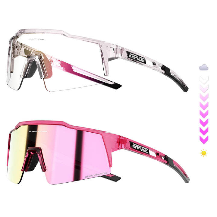 KAPVOE Photochromatische Selbsttönend Fahrradbrille TR90 Rahmen für Herren Damen Jungen Mädchen Klar