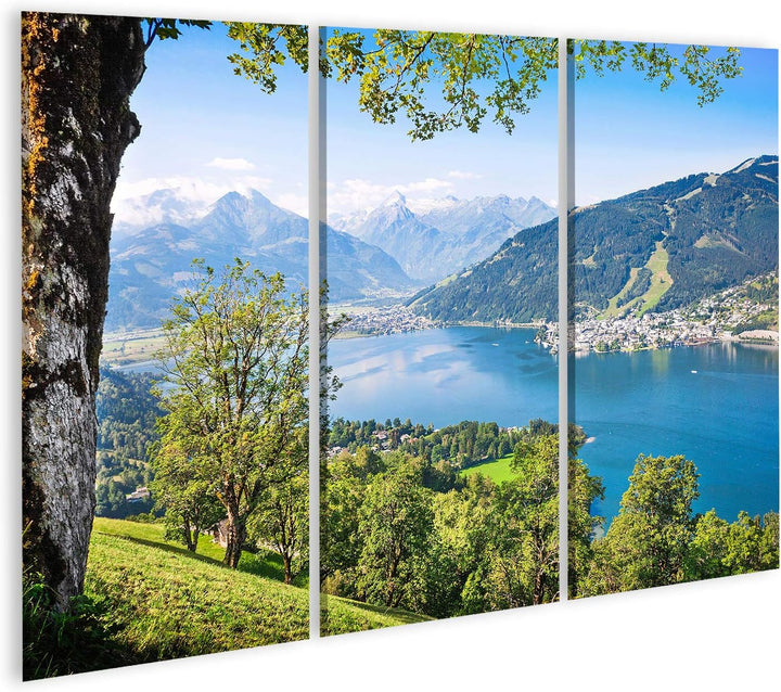 islandburner Bild auf Leinwand Schöne Landschaft Mit Alpen Und Bergsee In Zell Am See Österreich Wan
