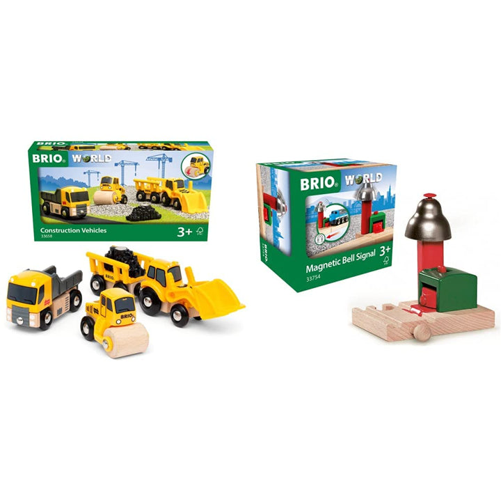 BRIO World 33658 Baustellenfahrzeuge - Ergänzung Holzeisenbahn - Empfohlen ab 3 Jahren &amp; World 33754