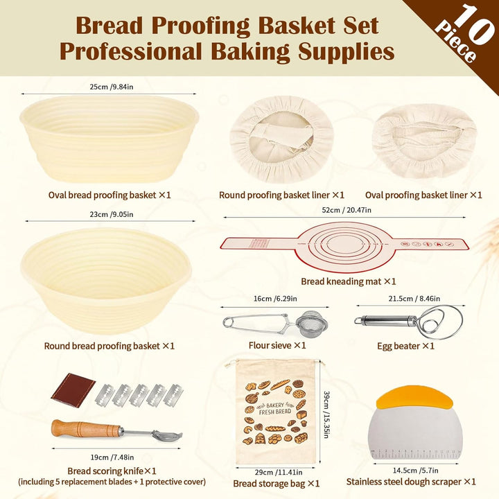 Brot Gärkorb Set SILIKON Sauerteig Gärkörbchen Brot Backen Starter Set Brot Zubehör Kit Brotbackkorb