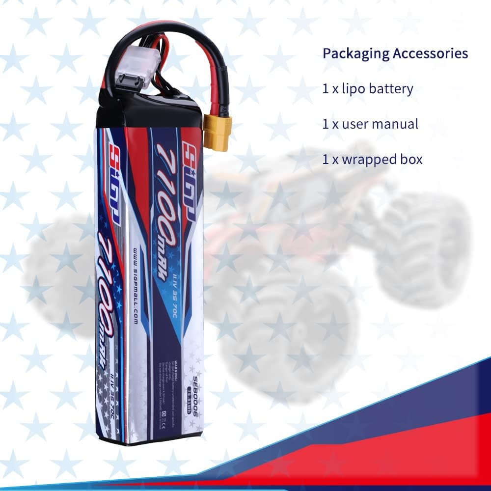 SIGP 3S 11,1V Lipo Akku 7100mAh 70C Soft Pack mit XT60 Anschluss für RC Auto Fahrzeuge LKW Tank Boot