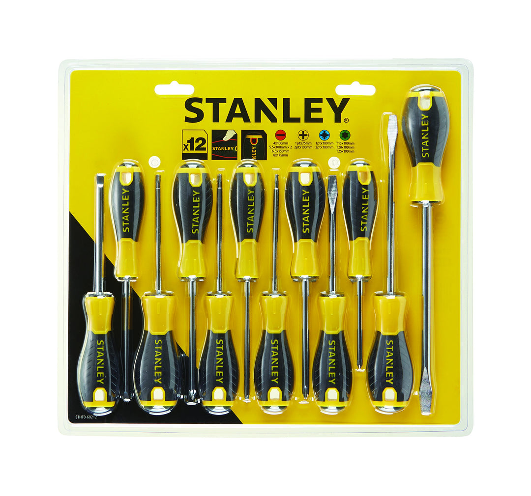 Stanley Tools STA060212 PH/SL/PZ/TX Standard-Schraubendreher – Gelb/Schwarz (Set von 12) STHT0-60212